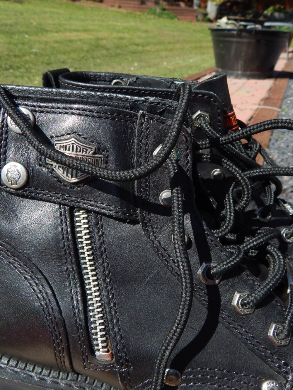 Harley Davidson 84207 Side Zipper Snap Logger Leather Boots Size 8.5 Worn TWICE - Picture 2 of 9